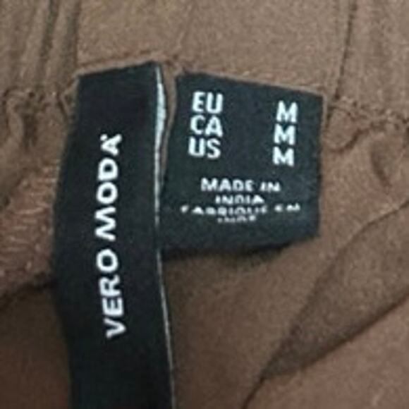 Vero Moda Brown Straight Wide Leg High Waist Pull On Trousers Dress Pants Size M - Picture 4 of 5